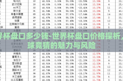 世界杯盘口多少钱-世界杯盘口价格探析，足球竞猜的魅力与风险