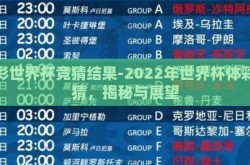 体彩世界杯竞猜结果-2022年世界杯体彩竞猜，揭秘与展望