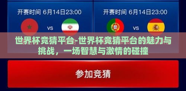 世界杯竞猜平台-世界杯竞猜平台的魅力与挑战，一场智慧与激情的碰撞