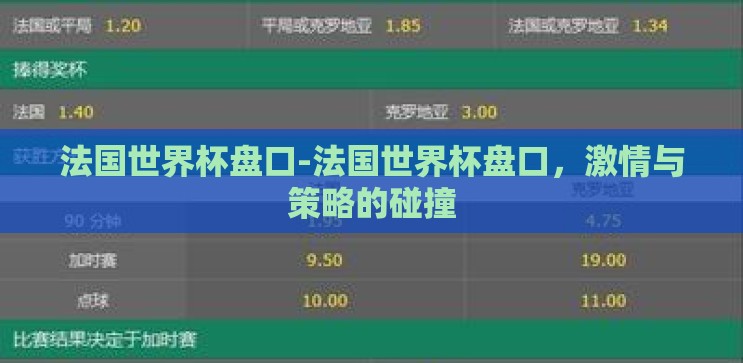 法国世界杯盘口-法国世界杯盘口，激情与策略的碰撞