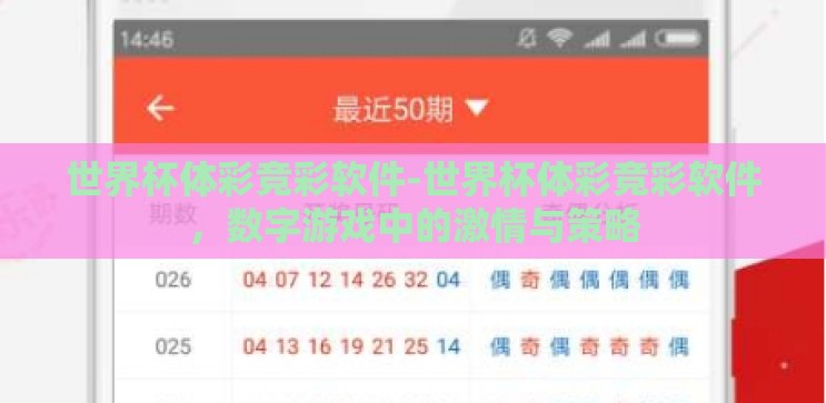 世界杯体彩竞彩软件-世界杯体彩竞彩软件，数字游戏中的激情与策略