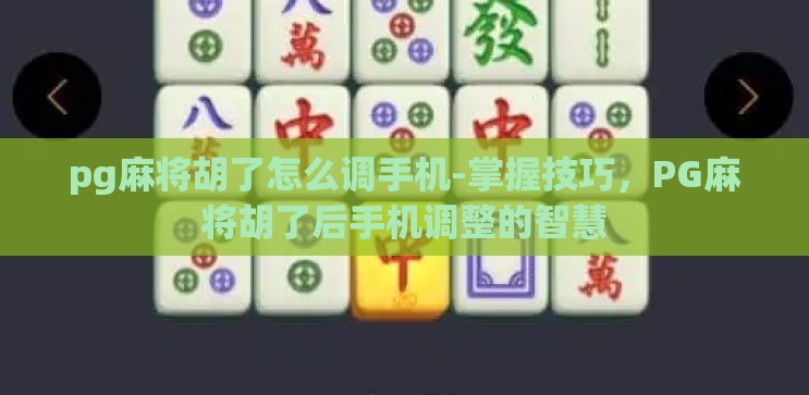 pg麻将胡了怎么调手机-掌握技巧，PG麻将胡了后手机调整的智慧
