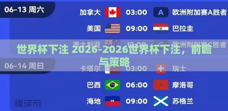 世界杯下注 2026-2026世界杯下注,前瞻与策略 世界杯下注 2026-2026世界杯下注,前瞻与策略