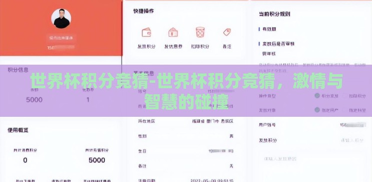 世界杯积分竞猜-世界杯积分竞猜,激情与智慧的碰撞 世界杯积分竞猜-世界杯积分竞猜,激情与智慧的碰撞