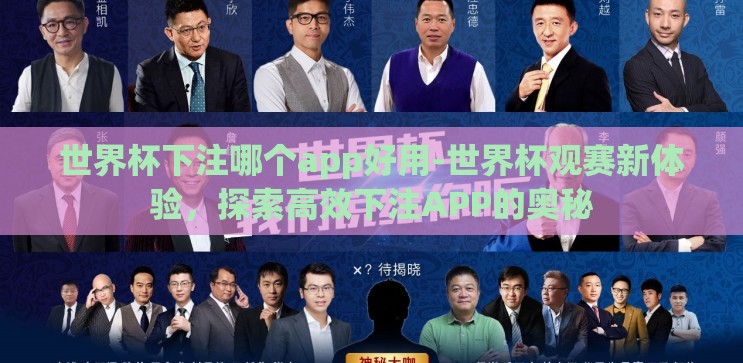 世界杯下注哪个app好用-世界杯观赛新体验,探索高效下注APP的奥秘 世界杯下注哪个app好用-世界杯观赛新体验,探索高效下注APP的奥秘
