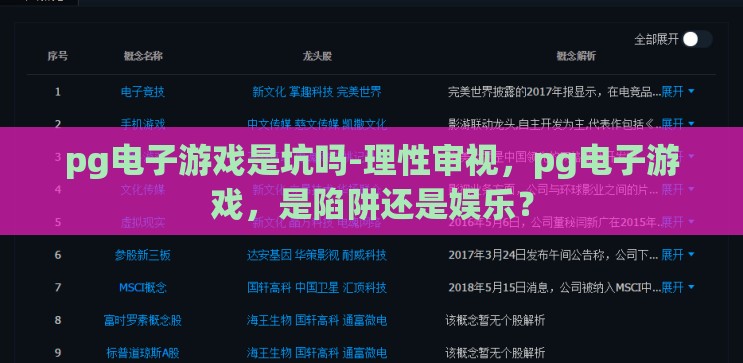pg电子游戏是坑吗-理性审视，pg电子游戏，是陷阱还是娱乐？